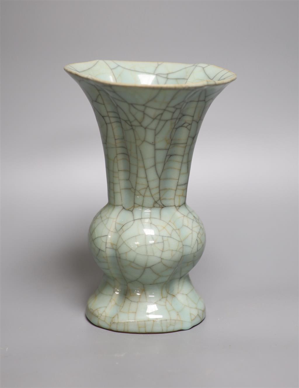 A Chinese Ru type petal lobed vase, height 22cm